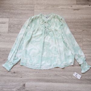 Ophelia Roe Green Top Womens Xl Tie Dye Long Sleeve Lightweight Boho Casual